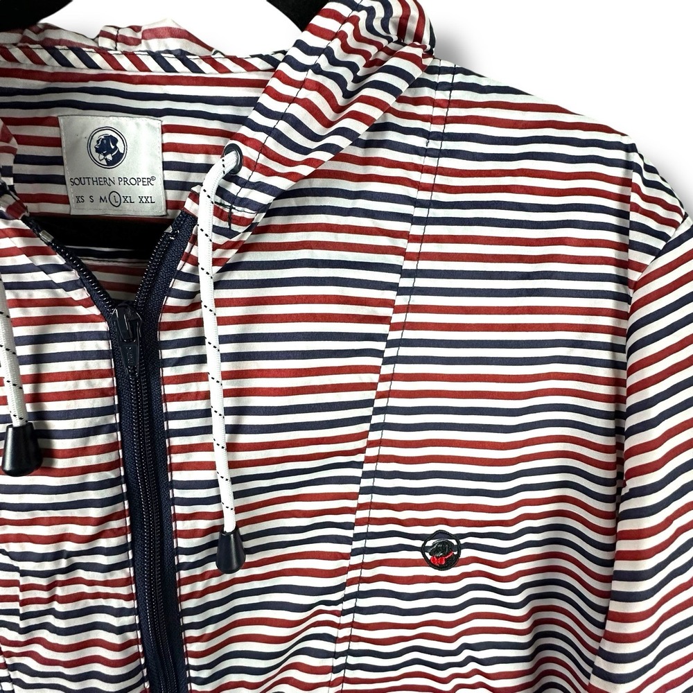 Southern Proper Men's LG Lightweight‎ Packable Hooded Windbreaker Striped Anorak